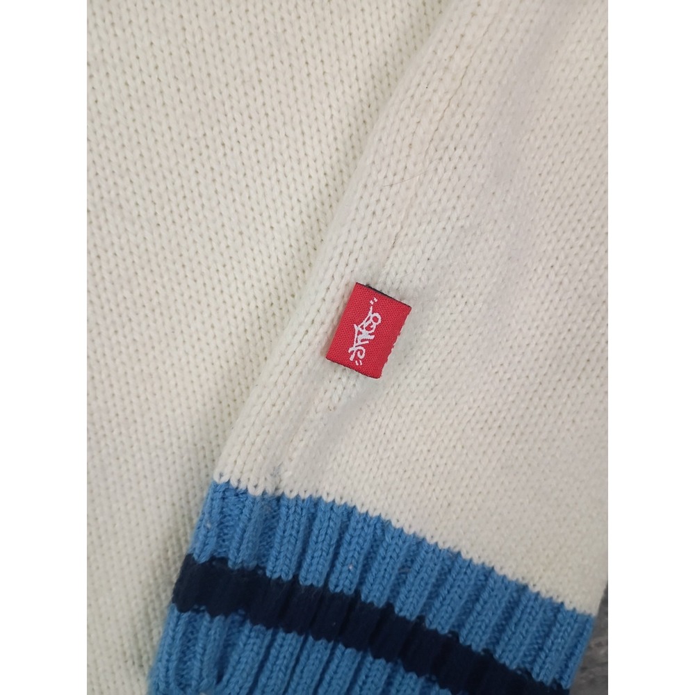 JNCO Jeans Mens M V-Neck Striped Embroidered Knit Sweater Vtg Y2K Single Owner - Picture 4 of 11